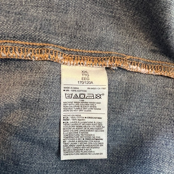 NWT Old Navy Puff-sleeve, Blue Button-Down Cropped denim shirt sz XXL - Picture 9 of 12